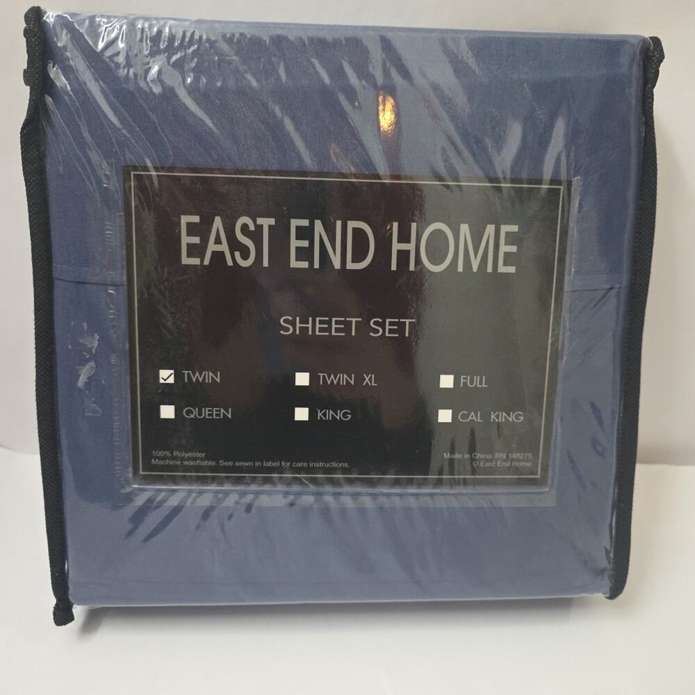 3 PC East End Home Twin Sheet Set, Blue Indigo